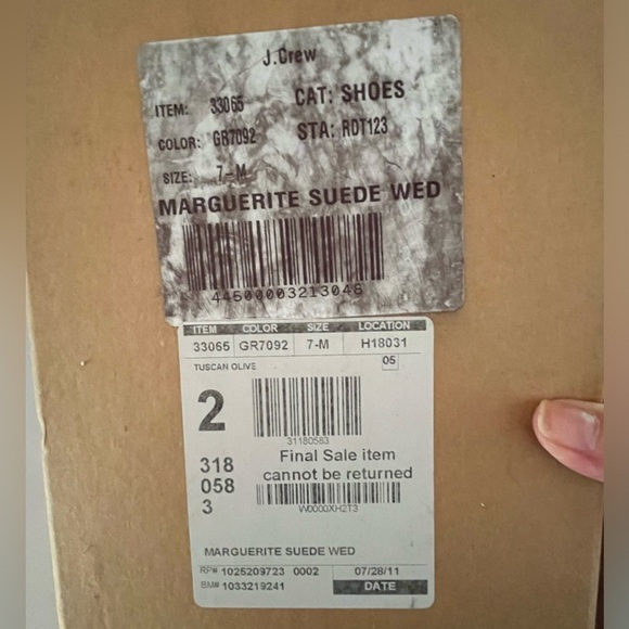 NIB J. Crew Marguerite Suede and Leather Wedge Platform Sandals Olive Boho 7M - Picture 11 of 11